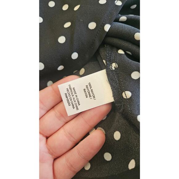 Bobeau Size Small Semi Sheer Polka Dot Short Sleeve Tie Front Shirt - Picture 5 of 11